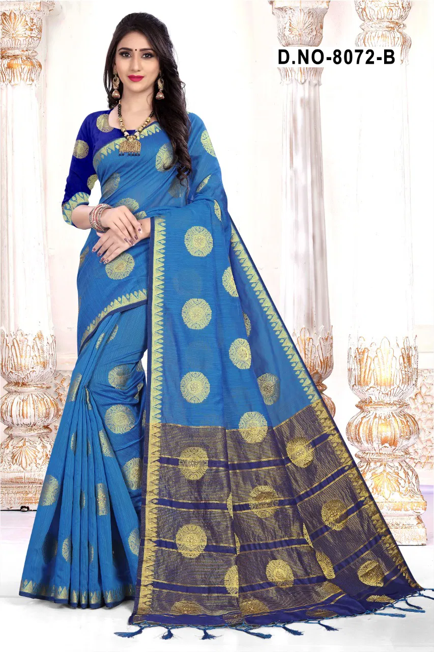 Haytee Aavran 8072 Handloom Designer Cotton Silk Saree Collection